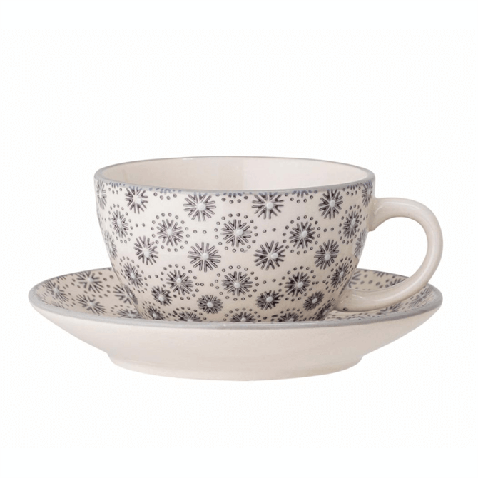 Bloomingville Elsa Grey Stoneware Cappuccino Cup & Saucer
